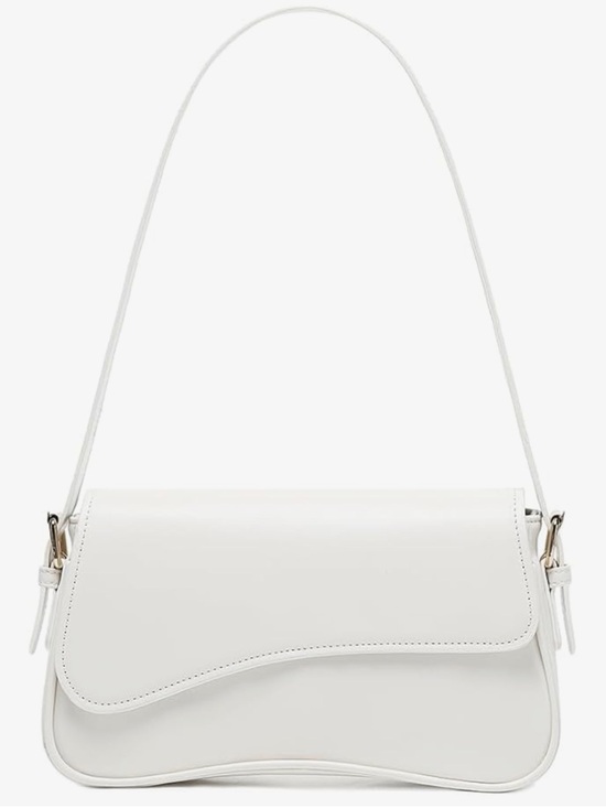 Handbags - White Shoulder Bag - Minimal Leather Crossbody